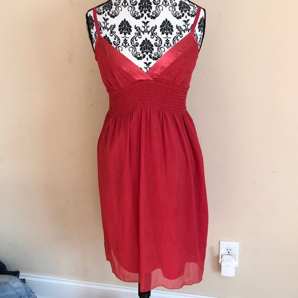 Red Satin Trimmed dress